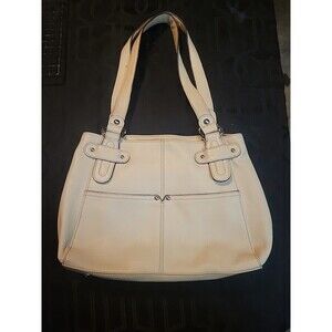 Tignanello Off White Leather Purse with Silver tone Hardware